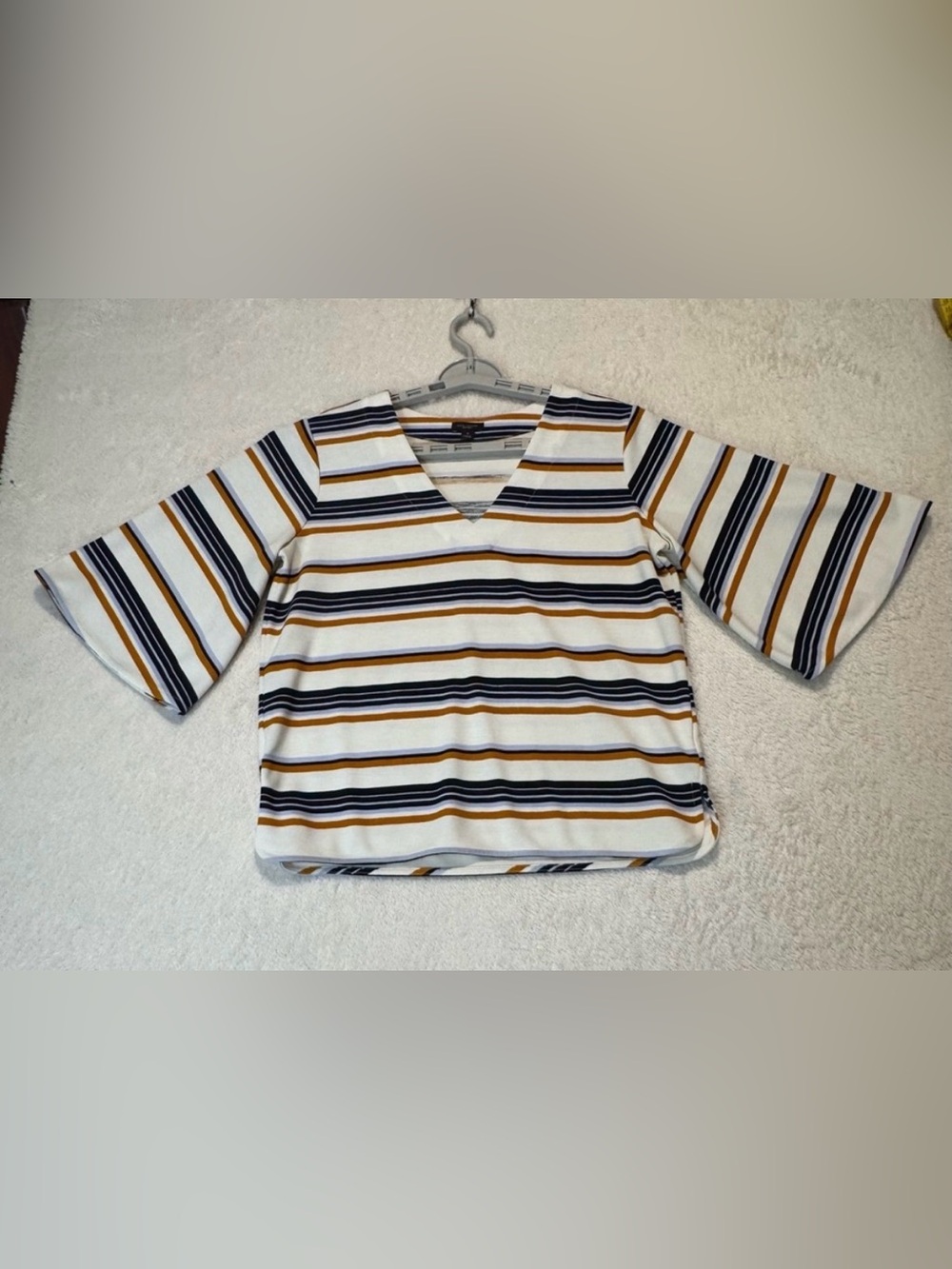 Ann Taylor Striped Bell Sleeves Top Size Medium